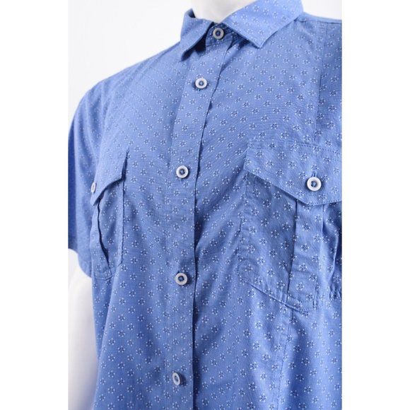 Johnston & Murphy Mens Shirt XL Blue Floral Print Short Sleeve Button Up - Picture 4 of 6